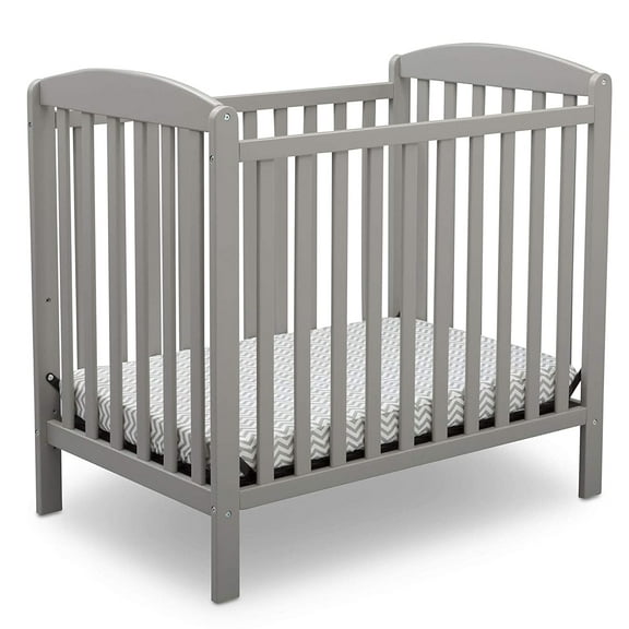 Delta Children NEW Gateway Mini Convertible Baby Crib with Mattress, Grey