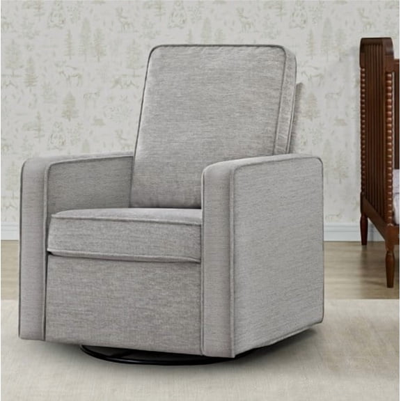 Delta Children Noah Upholstered Swivel Glider with Stain-Resistant Performance Fabric- Greenguard Gold Certified, Frost Grey