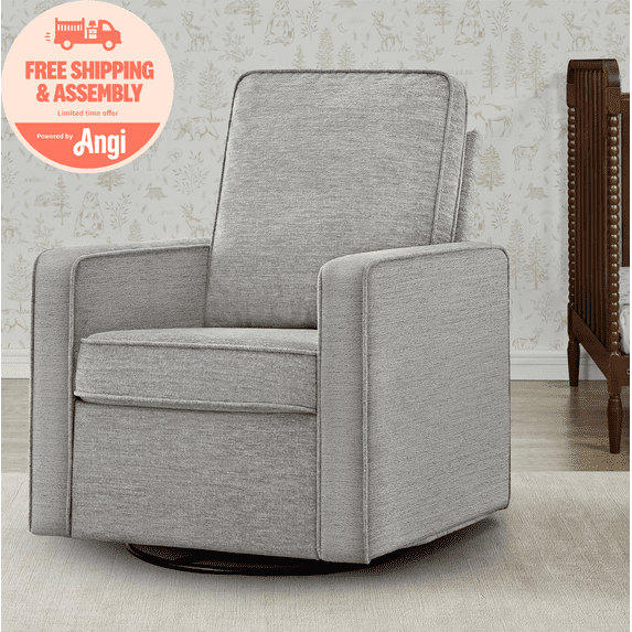 Delta Children Noah Upholstered Swivel Glider with Stain-Resistant Performance Fabric- Greenguard Gold Certified, Frost Grey