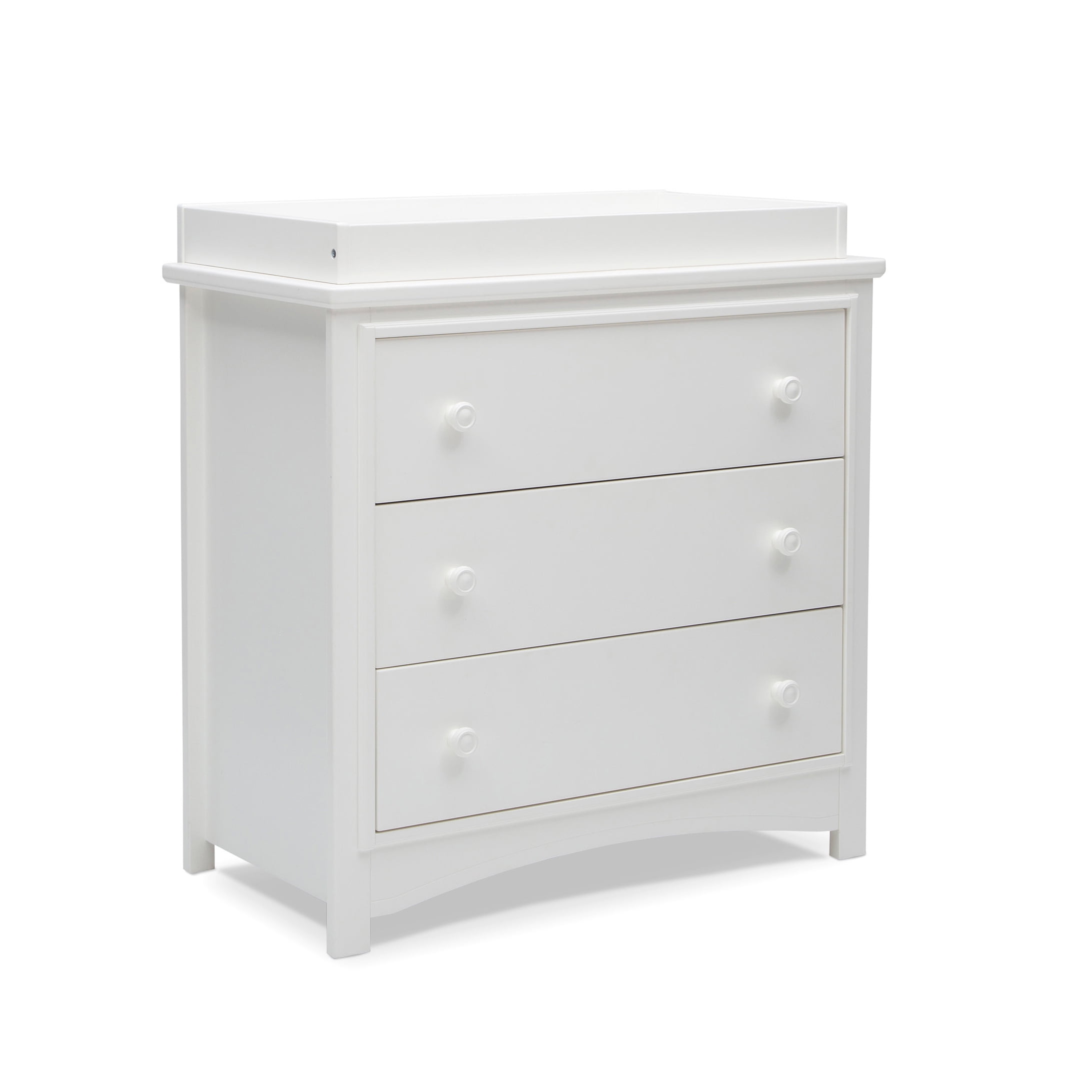 Delta Children Perry 3 Drawer Dresser with Changing Top and Interlocking Drawers, Bianca White