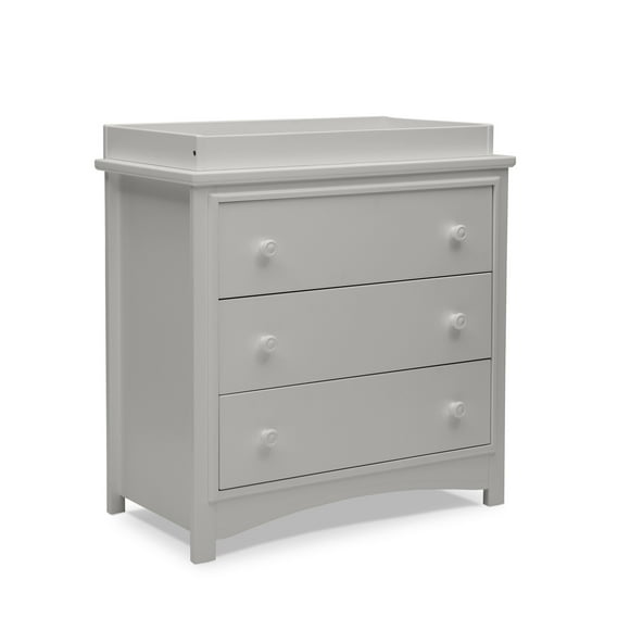 Delta Children Perry 3 Drawer Dresser with Changing Top and Interlocking Drawers, Moonstruck Grey