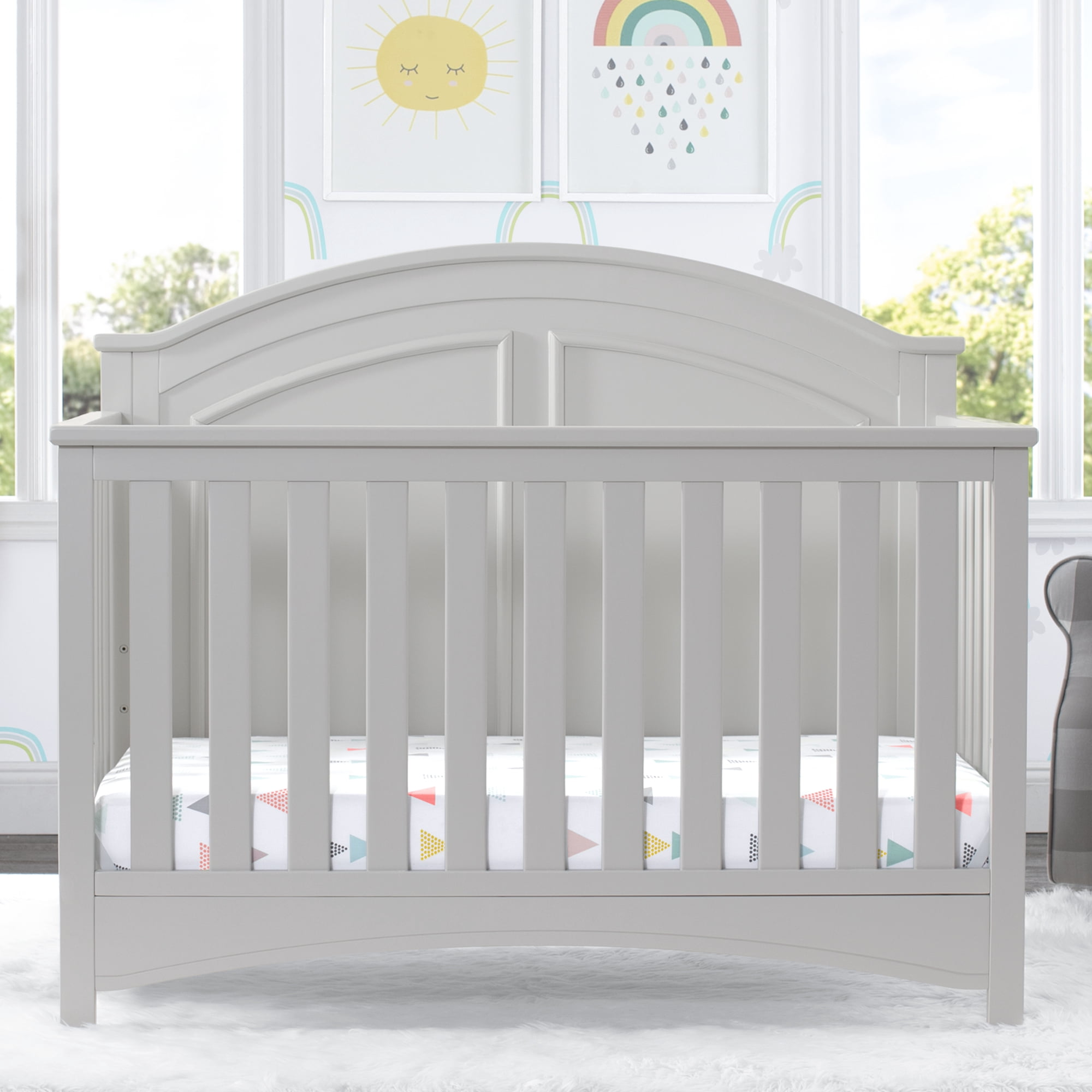 Delta Children Perry 6-in-1 Convertible Crib, Greenguard Gold Certified, Converts to Toddler Bed, Daybed, Sofa Bed & Full-Size Bed with/without Headboard, Fits Standard Crib Mattress, Moonstruck Grey