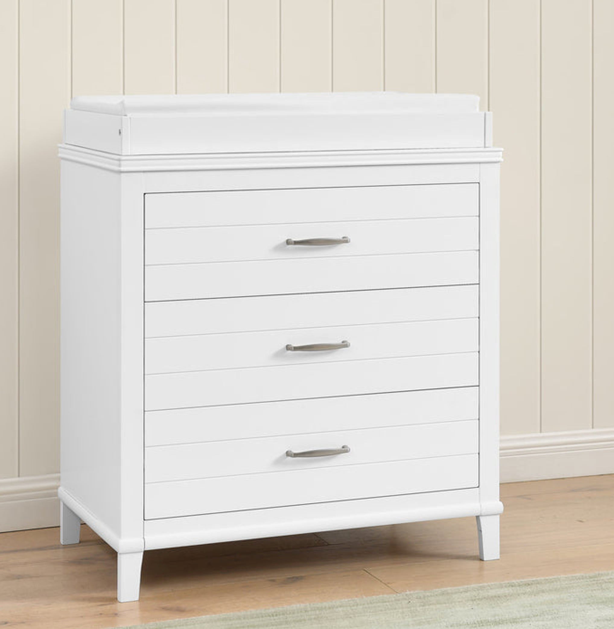Delta Children Phoebe 3 Drawer Dresser with Interlocking Drawers, Bianca White