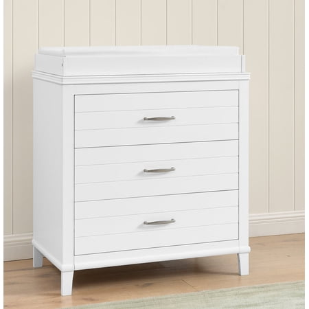 Delta Children Phoebe 3 Drawer Dresser with Interlocking Drawers, Bianca White