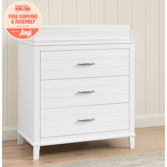 Delta Children Phoebe 3 Drawer Dresser with Interlocking Drawers, Bianca White