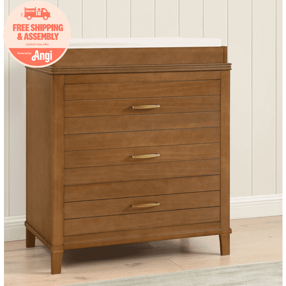 Delta Children Phoebe 3 Drawer Dresser with Interlocking Drawers, Chestnut