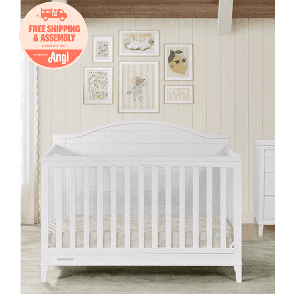 Delta Children Phoebe 6-in-1 Convertible Crib - Greenguard Gold Certified, Bianca White