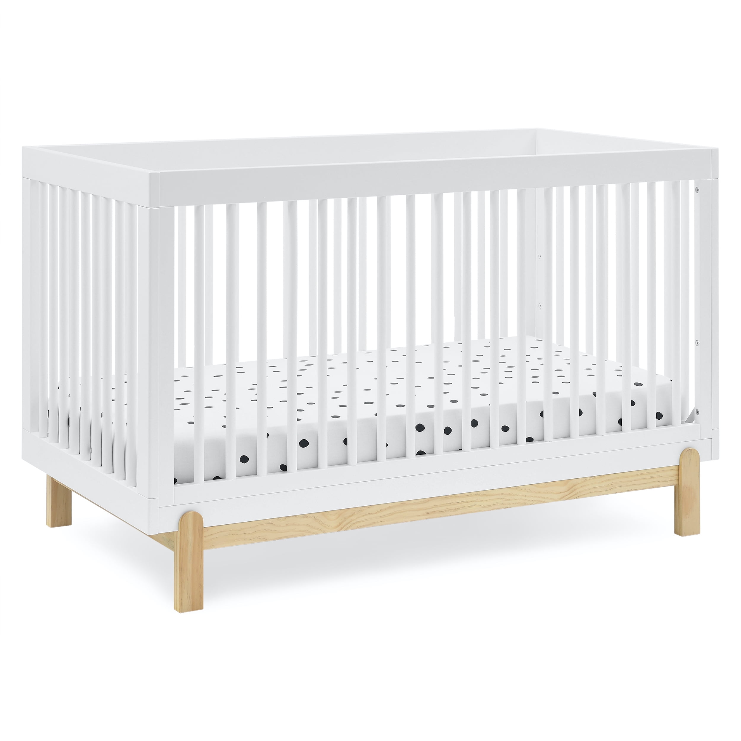 Bianca White and Natural Wood 4-in-1 Convertible Crib