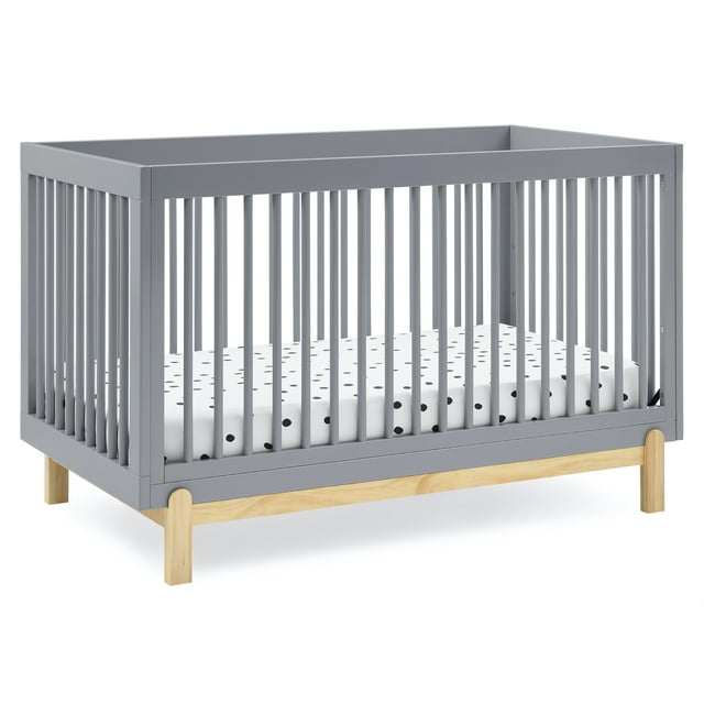 Delta Children Poppy 4-in-1 Convertible Crib - Greenguard Gold Certified, Grey/Natural