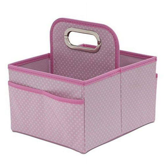 Delta Children Portable Nursery Caddy - Essential Lightweight Storage Bin with Multiple Compartments - Easy Storage/Organization Solution, Barely Pink