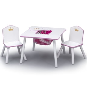 Delta Children Princess Crown Toddler Table and Chair Set with Storage, Greenguard Gold, Wood, Pink