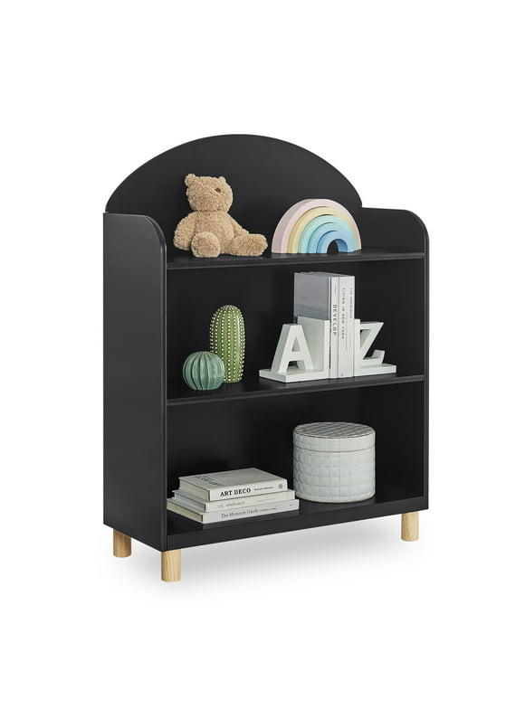 Delta Children Reese 3-Shelf Bookcase, Ebony/Natural