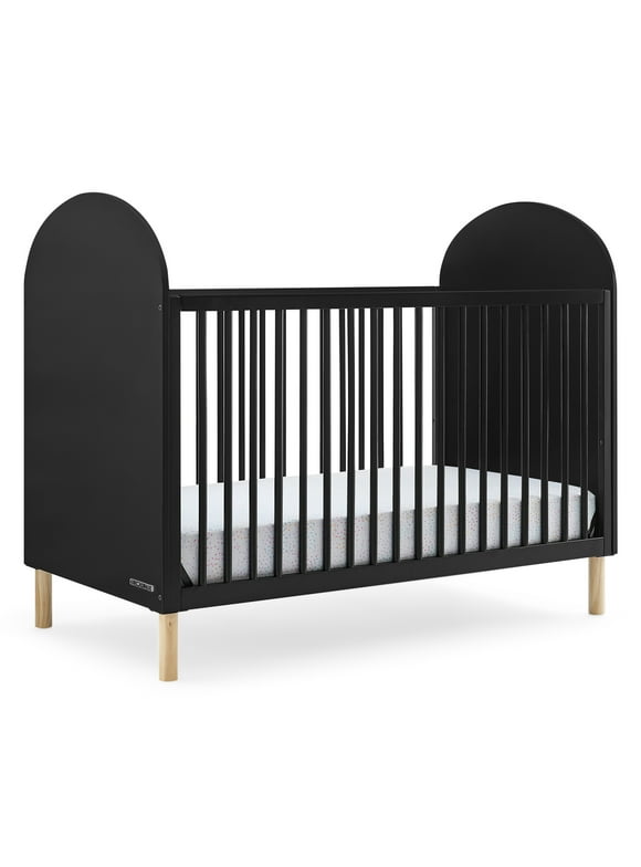 Delta Children Reese 4-in-1 Convertible Crib - Greenguard Gold Certified, Ebony/Natural