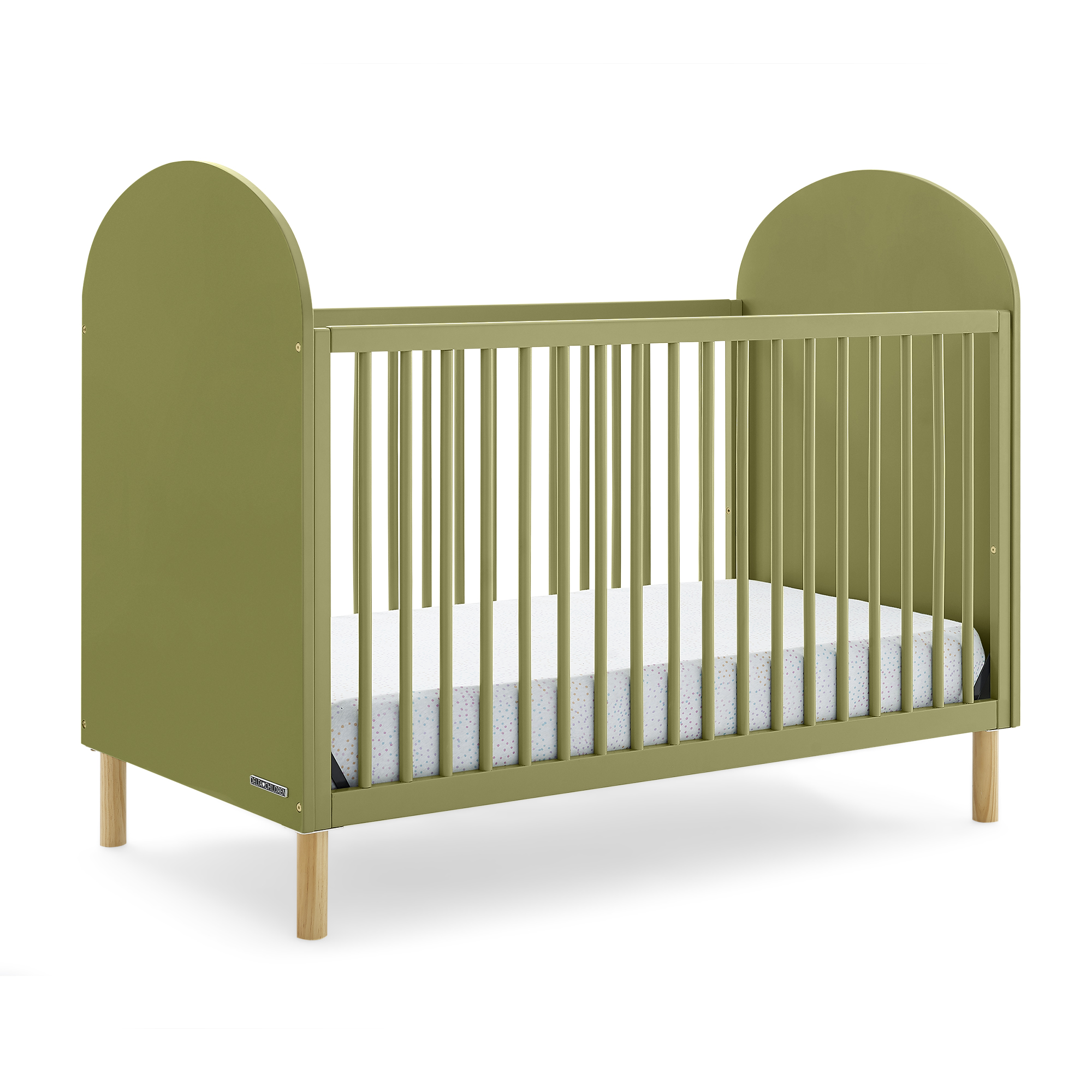 Delta Children Reese 4-in-1 Convertible Crib - Greenguard Gold Certified, Olive Green/Natural - image 1 of 17