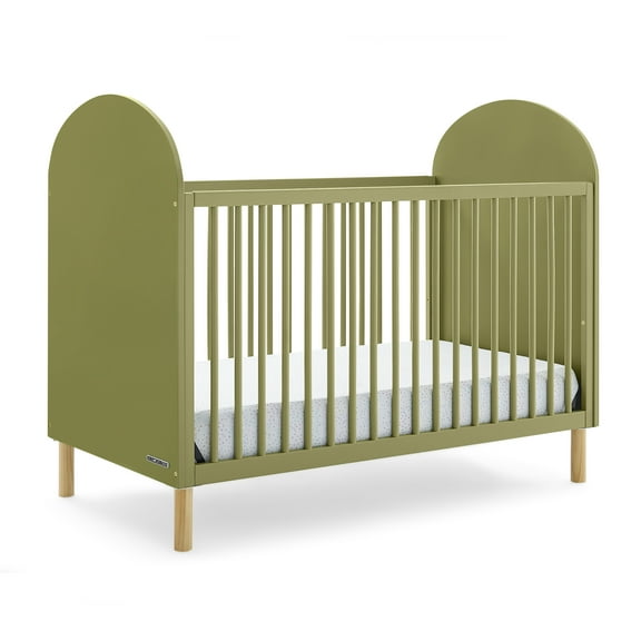 Delta Children Reese 4-in-1 Convertible Crib - Greenguard Gold Certified, Olive Green/Natural