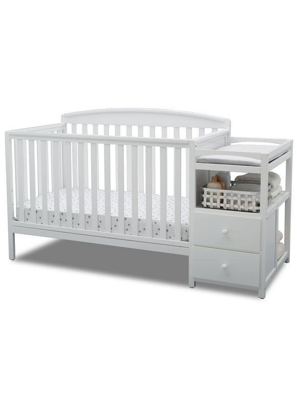 Delta Children Royal 4-in-1 Baby Crib & Changer, White