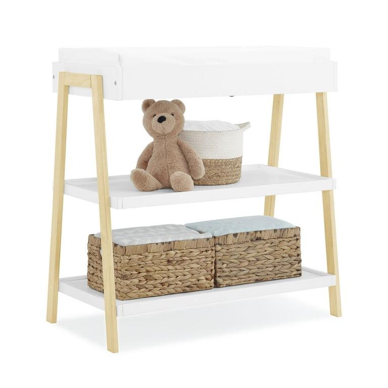 Delta Children Scout Changing Table Greenguard Gold Certified Bianca White Natural Walmart