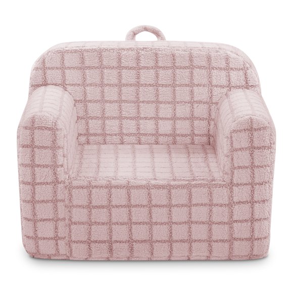 Delta Children Sculpted Stripe Boucle/Sherpa Cozee Chair, Pink
