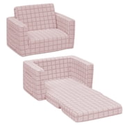 Delta Children Sculpted Stripe Boucle/Sherpa Flip-Out Chair, Pink