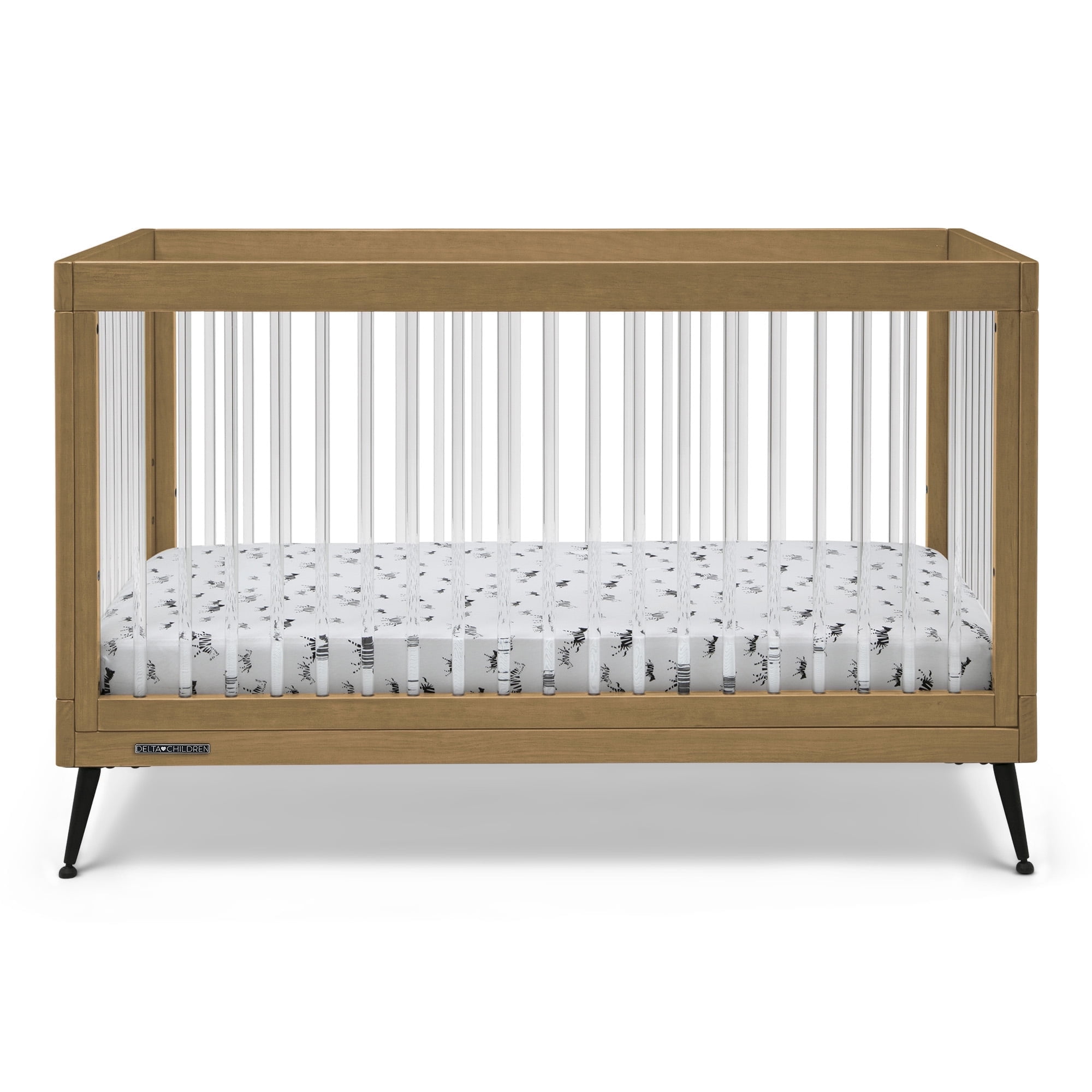 Acorn Matte Black Acrylic Convertible Crib with Metal Feet
