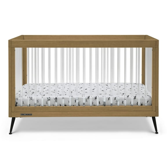 Delta Children Sloane 4-in-1 Acrylic Convertible Crib - Greenguard Gold Certified, Acorn/Matte Black