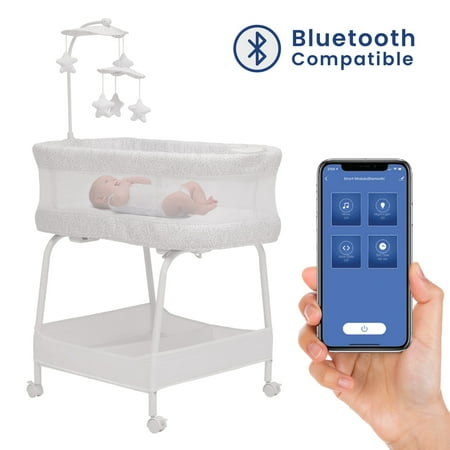 Delta Children SmartSleep Auto Glide Bassinet with Bluetooth, Alloy