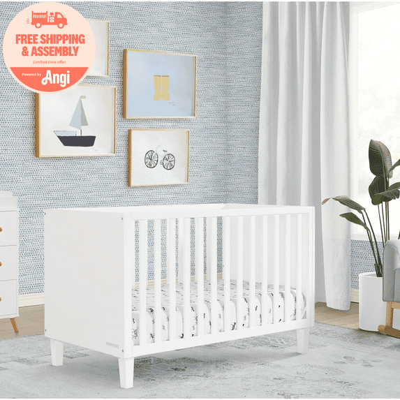 Delta Children Sonny 4-in-1 Convertible Baby Crib, Bianca White