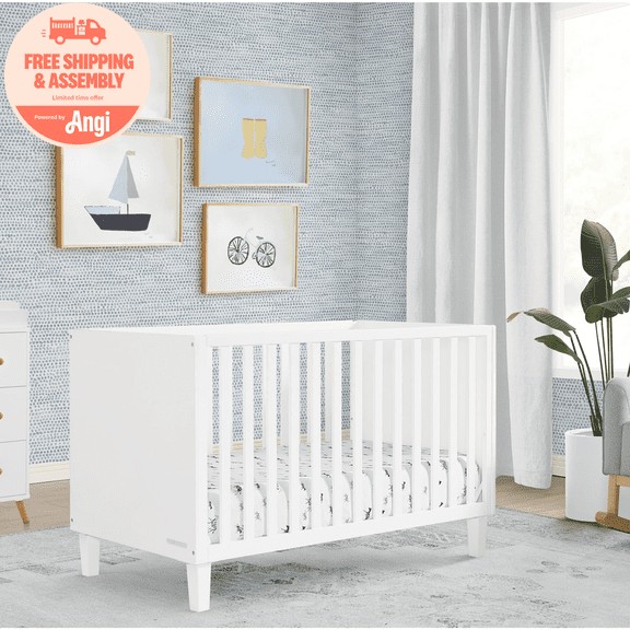 Delta Children Sonny 4-in-1 Convertible Baby Crib, Bianca White