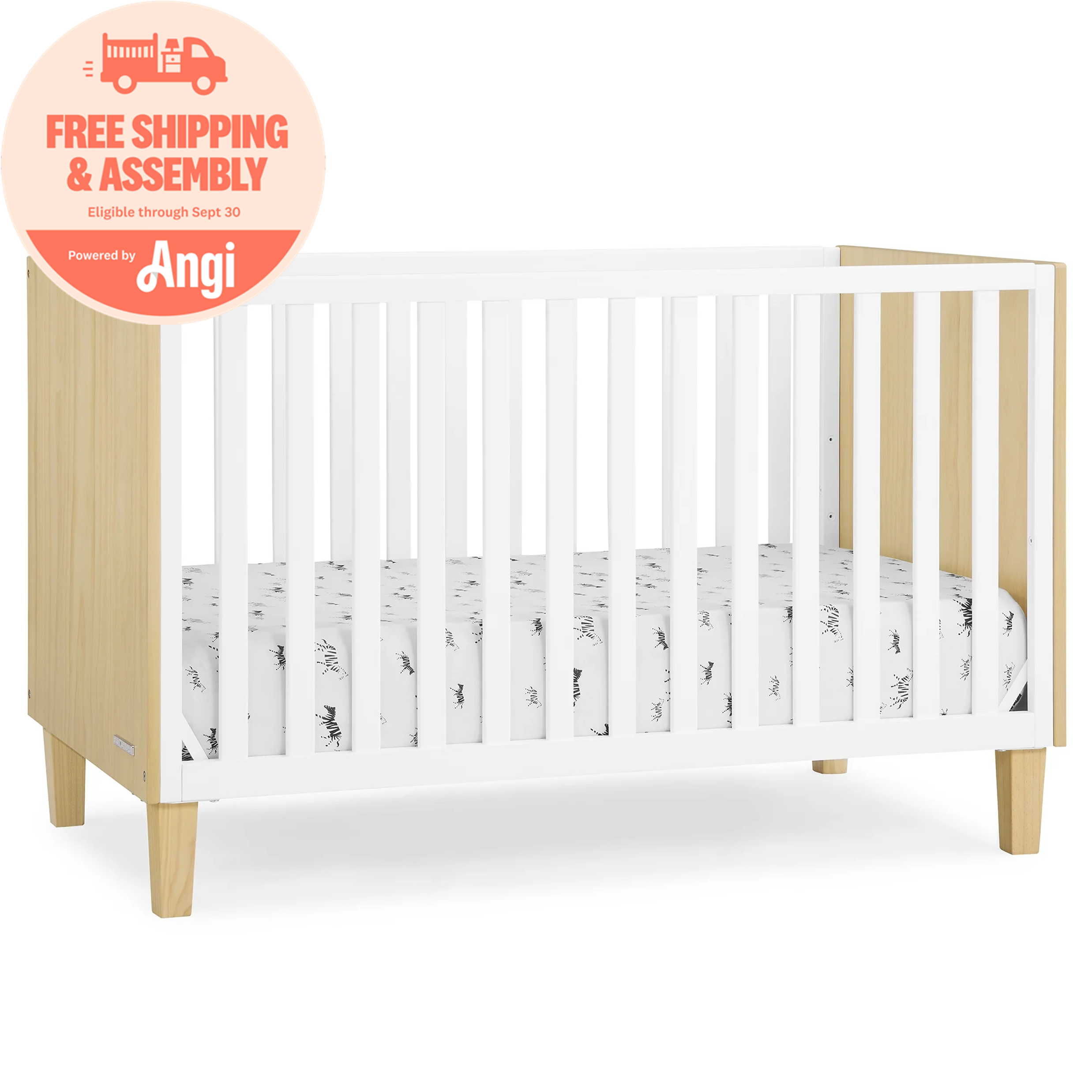 Delta Children Sonny 4-in-1 Convertible Baby Crib, Natural/Bianca White ...
