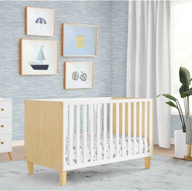 Delta Children Sonny 4-in-1 Convertible Baby Crib, Natural/Bianca White