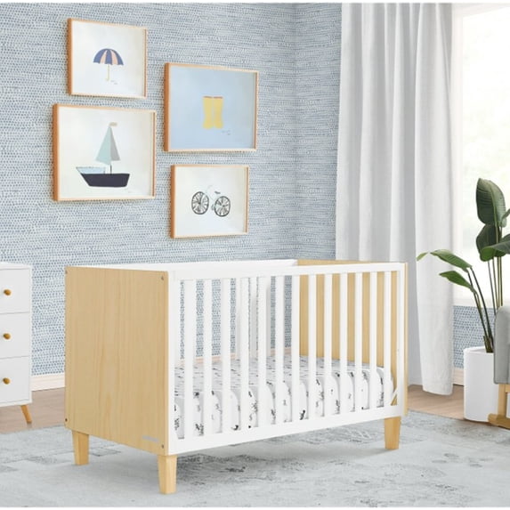 Delta Children Sonny 4-in-1 Convertible Baby Crib, Natural/Bianca White