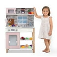 thumbnail image 1 of Delta Children Tiny Chef Play Kitchen - Wooden Toy Kitchen Playset with Realistic Knobs that Turn/Click, Oven, Sink, Microwave and 15 Pieces of Play Food, Pink, 1 of 23