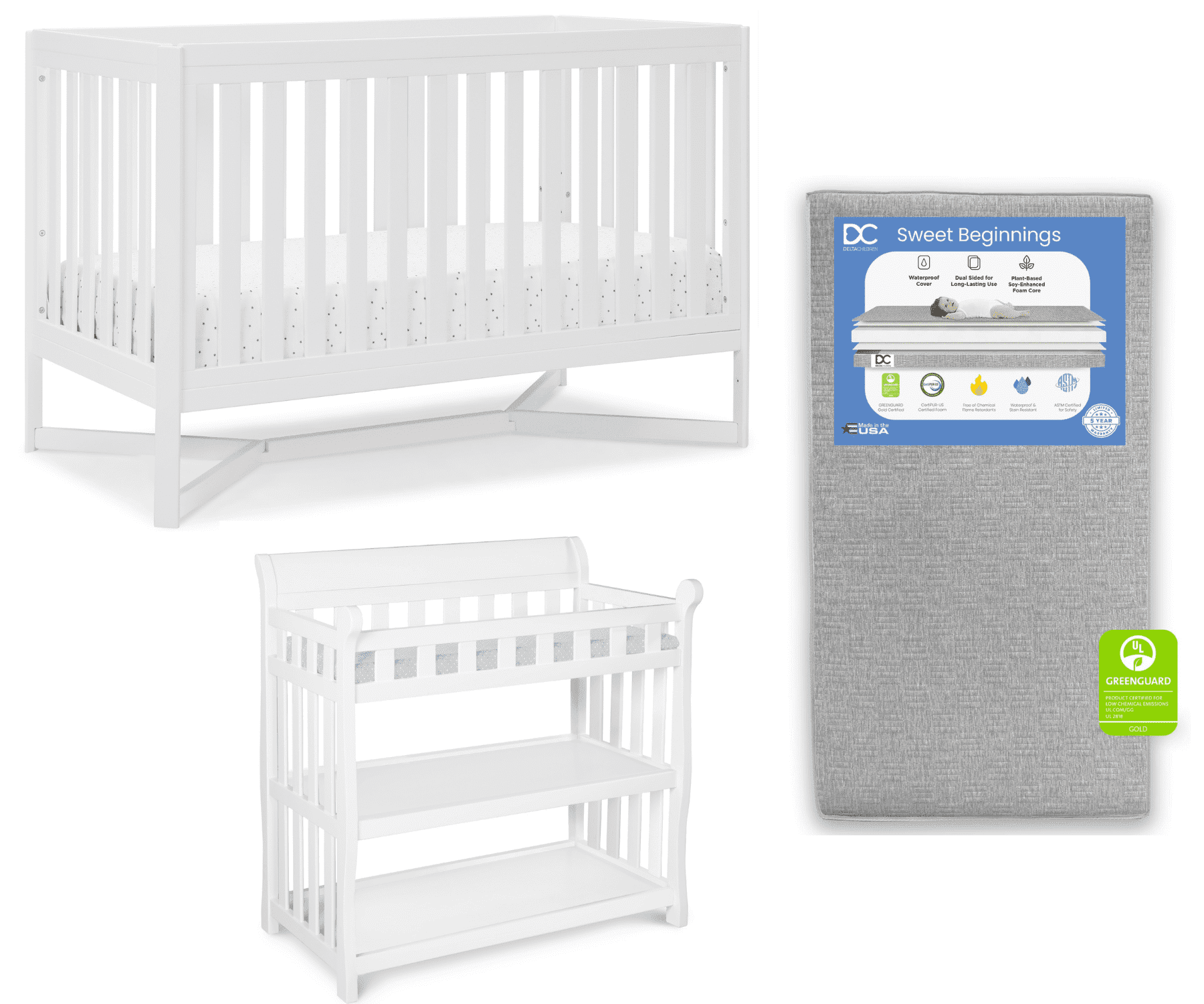 Delta Children Tribeca 3-Piece Baby Nursery Furniture Set-Includes