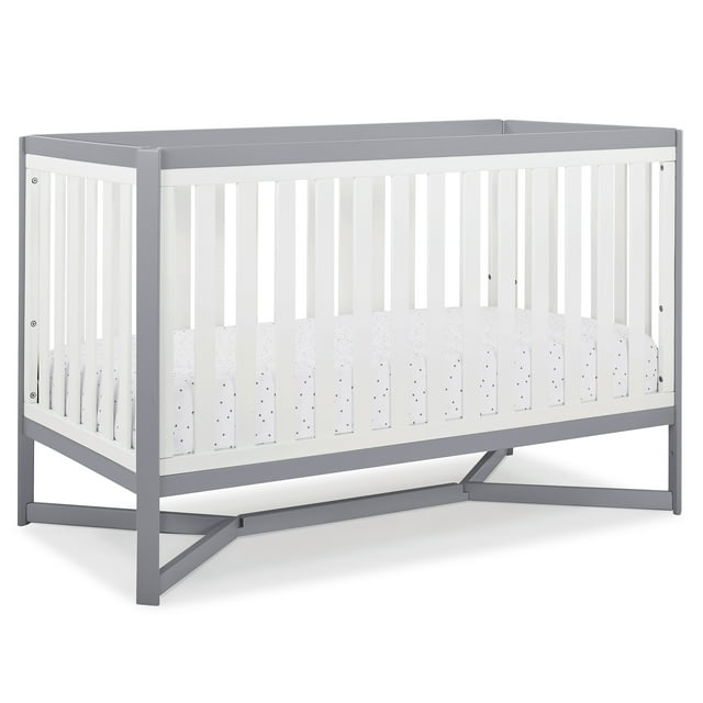 Delta Children Tribeca 4-in-1 Convertible Crib, Greenguard Gold Certified, White/Gray