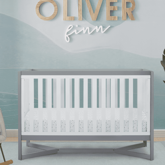 Delta Children Tribeca 4-in-1 Convertible Crib, Greenguard Gold Certified, White/Gray