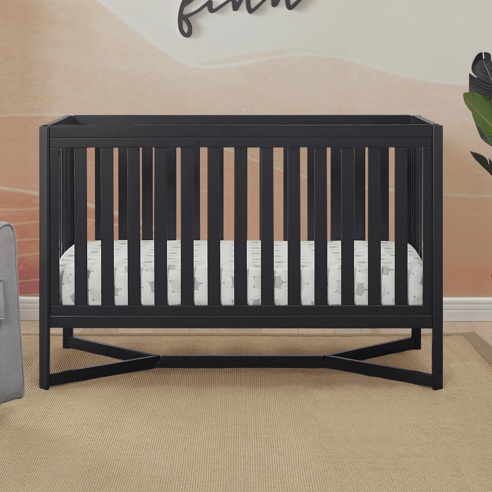 Delta Children Tribeca 4-in-1 Convertible Crib, Midnight Grey