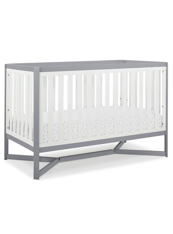Delta Children Tribeca 4-in-1 Convertible Crib, White/Grey Crib White/Grey