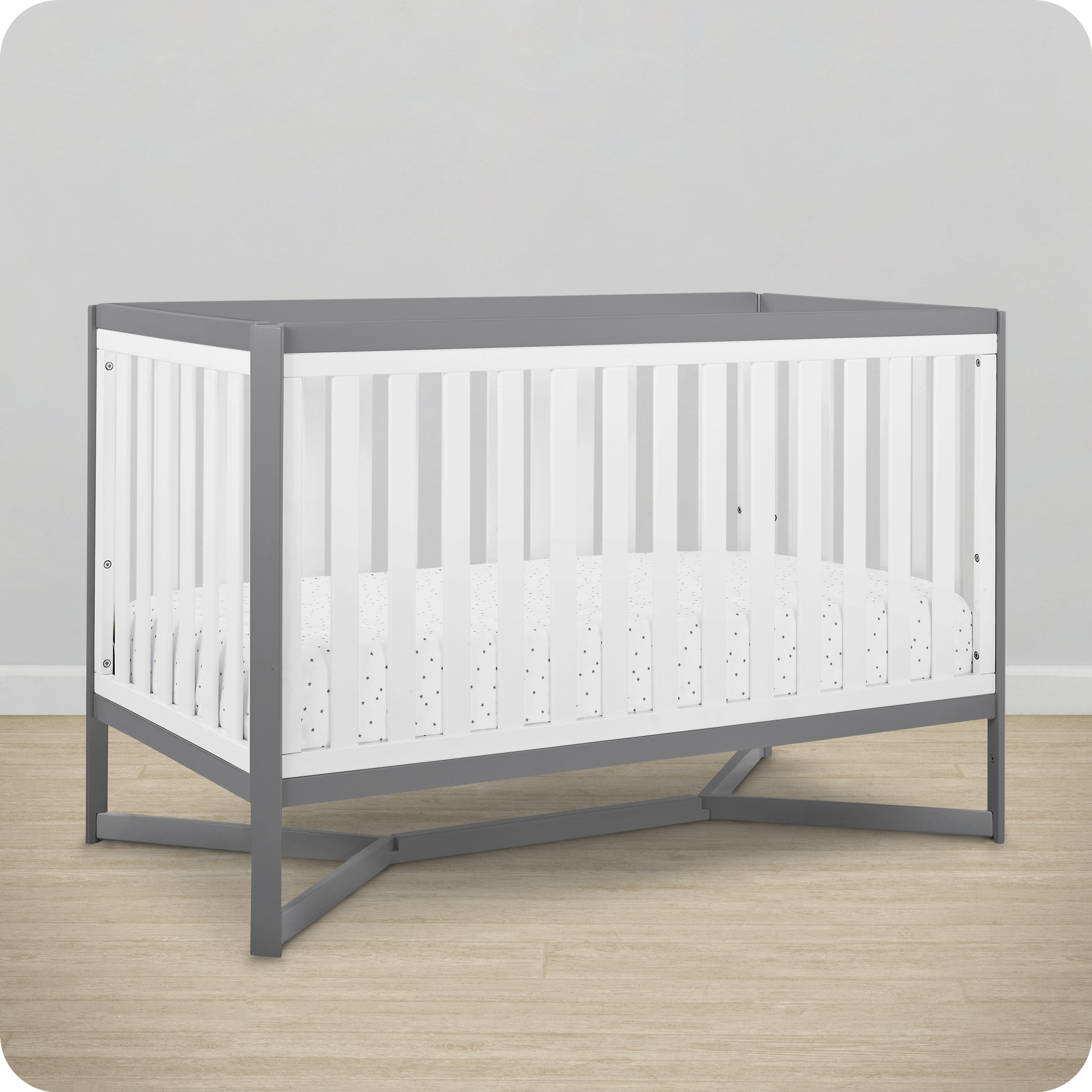 Delta Children Tribeca 4in1 Convertible Crib, White/Grey Crib White