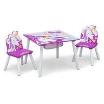 Delta Children Unicorn Table and Chair Set With Storage (2 Chairs Included) - Greenguard Gold Certified, Pink