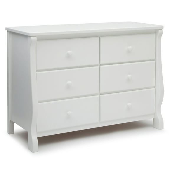 Delta Children Universal 6 Drawer Dresser with Interlocking Drawers - Greenguard Gold Certified, White