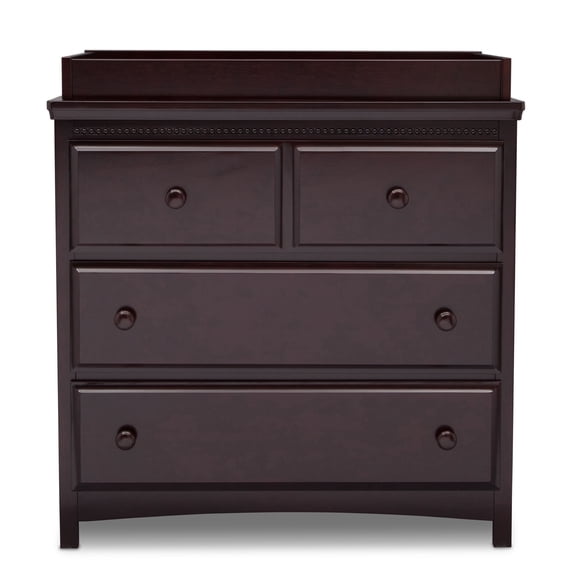 Delta Children Waverly 3 Drawer Dresser with Changing Top and Interlocking Drawers, Dark Chocolate