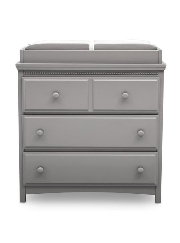 Delta Children Waverly 3 Drawer Dresser with Changing Top and Interlocking Drawers, Grey