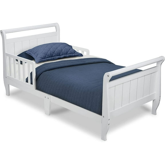 Delta Children Wood Sleigh Toddler Bed - Greenguard Gold Certified, White
