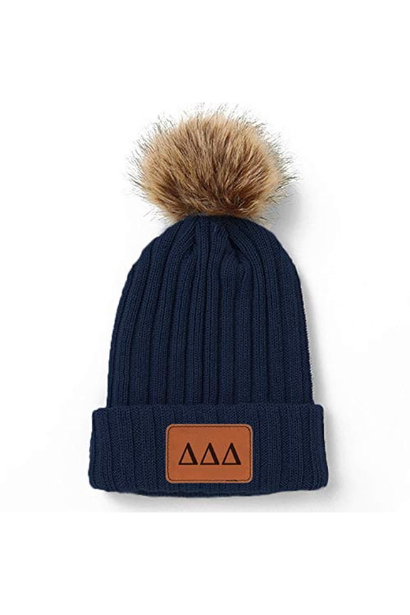 Pom Pom Beanie Hat Blue