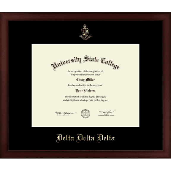 Delta Delta Delta Sorority Certificate Frame, Document Size 11" x 8.5"