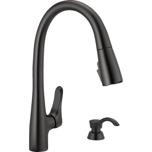 Delta Dunsley Matte Black 1-handle Deck Mount Pull-down Kitchen Faucet
