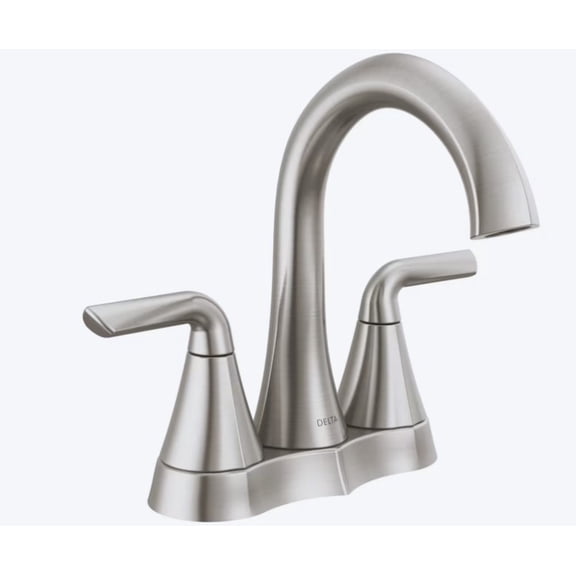 Delta Eldren Spotshield Brushed Nickel 4-in centerset 2-handle WaterSense Mid-arc Residential Handle Bathroom Sink Faucet with Drain