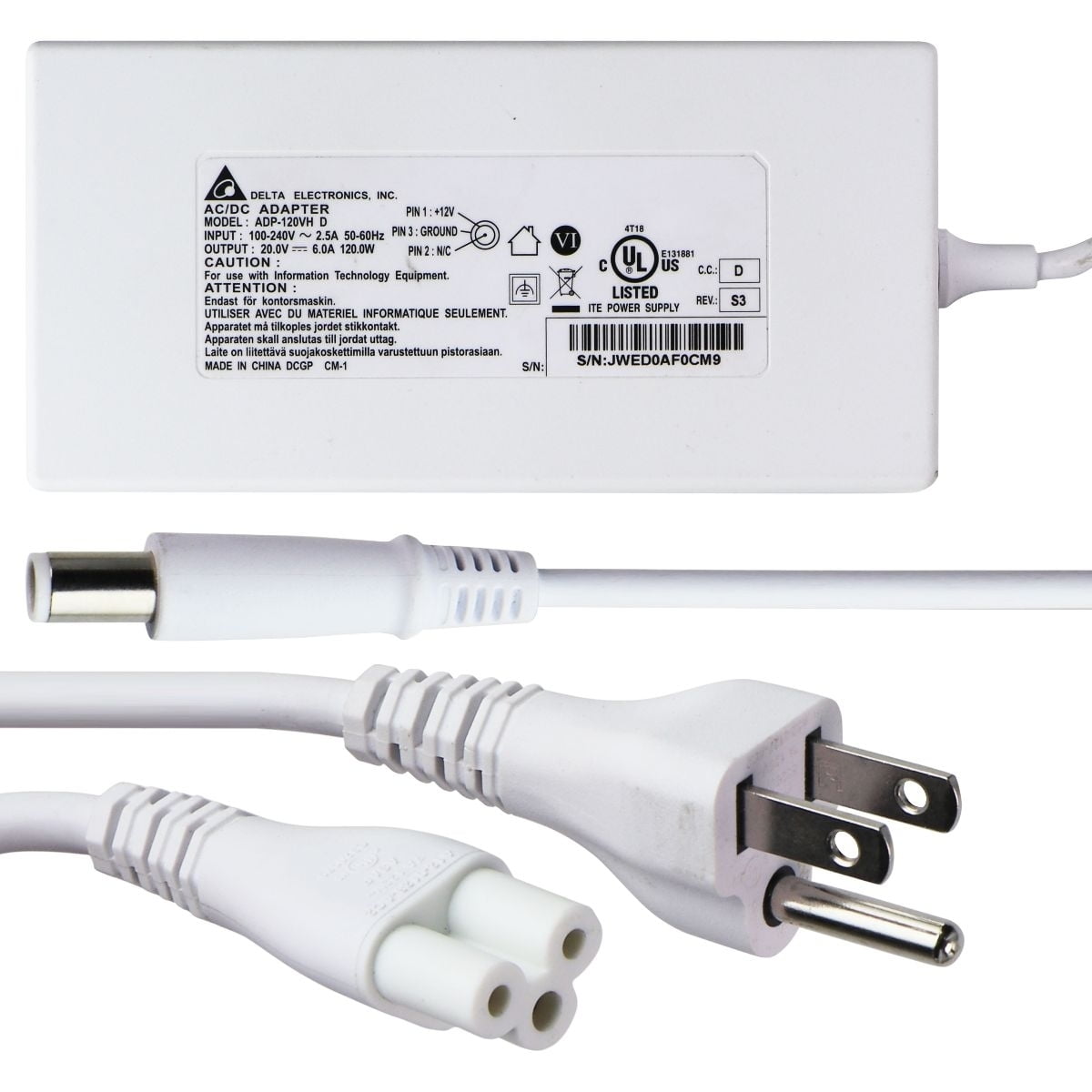 Pre-Owned Delta Electronics (120W) 20V/6A AC/DC Adapter - White (ADP ...