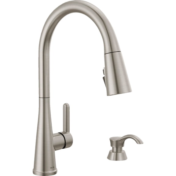 Delta Greydon Single-Handle Pull-Down Sprayer Kitchen Faucet with ShieldSpray and Soap Dispenser in SpotShield Stainless Steel