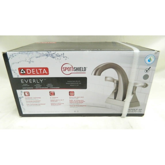 Delta Everly Brushed Nickel SpotShield High Arc 4 in. Two-Handle Faucet